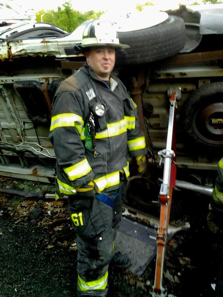 Captain Brian Ready teaching the new members techniques and skills on how to use the tools to perform these tasks. Extrication Drill at the FTC.  Photos by Vincent P. Tuzzolino


