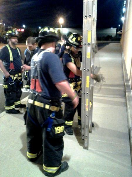 Back to Basic. Brushing up on placing ladders. Training save lives. 8/25/2014.
Photo by Vincent P. Tuzzolino
