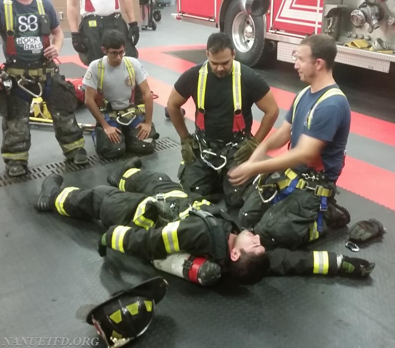 Lt. Parker doing F.A.S.T team training. Getting a downed firefighter out. Training save lives. Photos by Vincent P. Tuzzolino. 10/9/2017