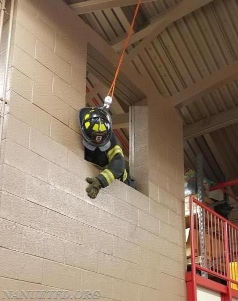Placing ladders, firefighter egress and bail out training. Photos by Vincent P. Tuzzolino, Drill ran by 8-2 BJ Ready.