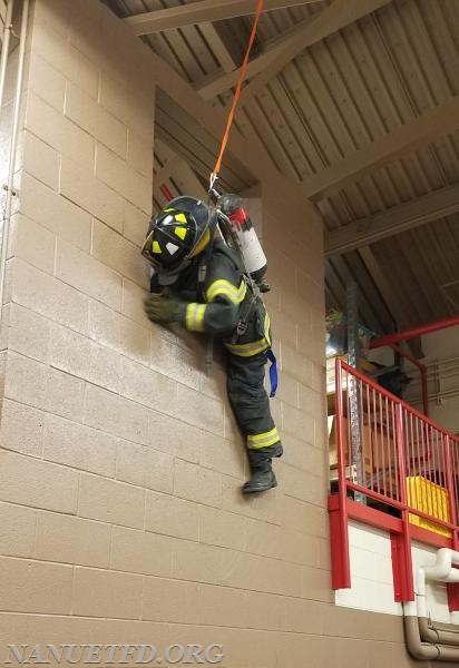 Placing ladders, firefighter egress and bail out training. Photos by Vincent P. Tuzzolino, Drill ran by 8-2 BJ Ready.