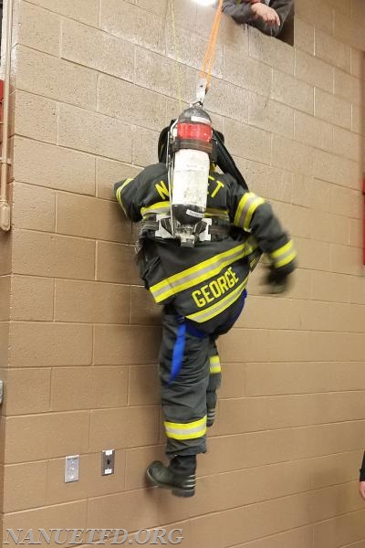 Placing ladders, firefighter egress and bail out training. Photos by Vincent P. Tuzzolino, Drill ran by 8-2 BJ Ready.
