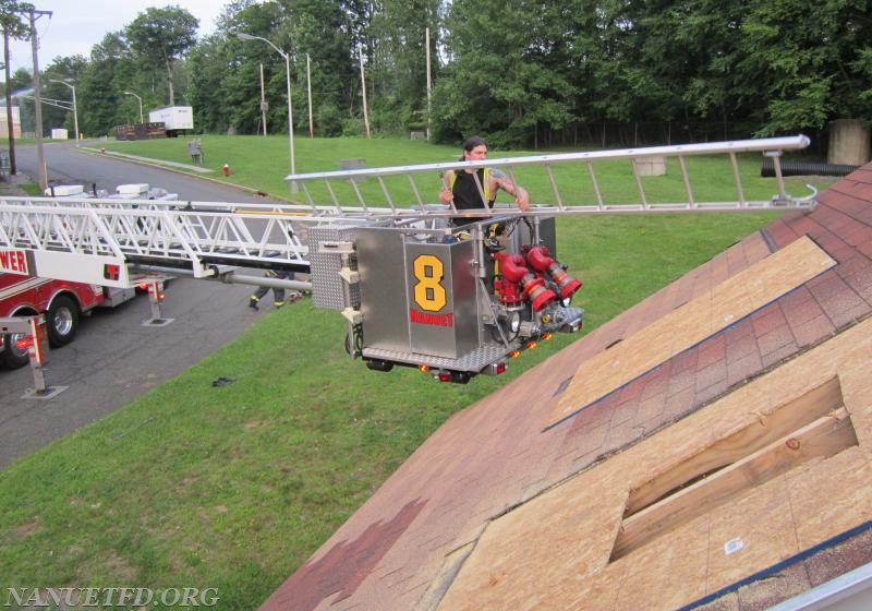 Roof Prop. FTC. Yes its hot but we also fight fires in the summer. Nanuet Fire Department prides its self on being well Trained. Training Saves Lives.
Photo By Vincent P. Tuzzolino 7-20-2015