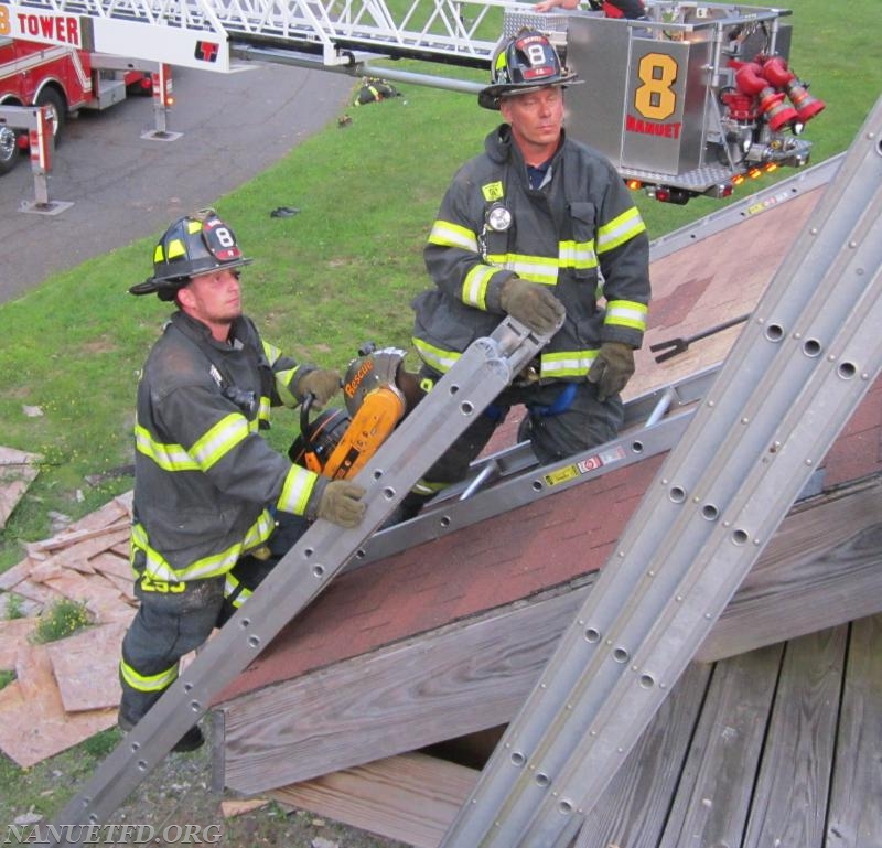 Roof Prop. FTC. Yes its hot but we also fight fires in the summer. Nanuet Fire Department prides its self on being well Trained. Training Saves Lives.
Photo By Vincent P. Tuzzolino 7-20-2015