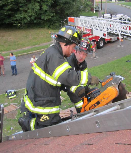 Roof Prop. FTC. Yes its hot but we also fight fires in the summer. Nanuet Fire Department prides its self on being well Trained. Training Saves Lives.
Photo By Vincent P. Tuzzolino 7-20-2015