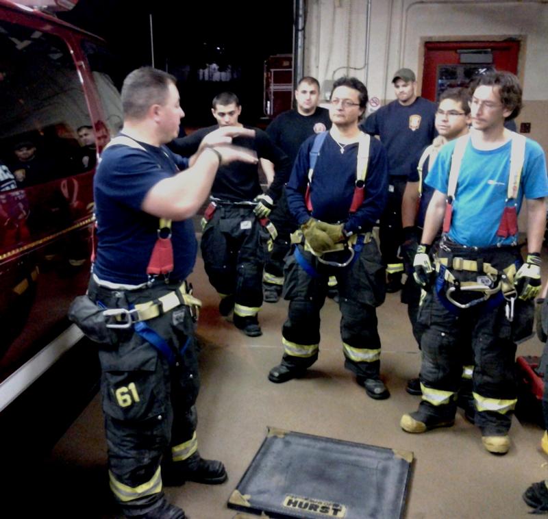 Captain Brian Ready holds class tonight 9-22-2014 on air bags. Photo by Vincent P. Tuzzolino
